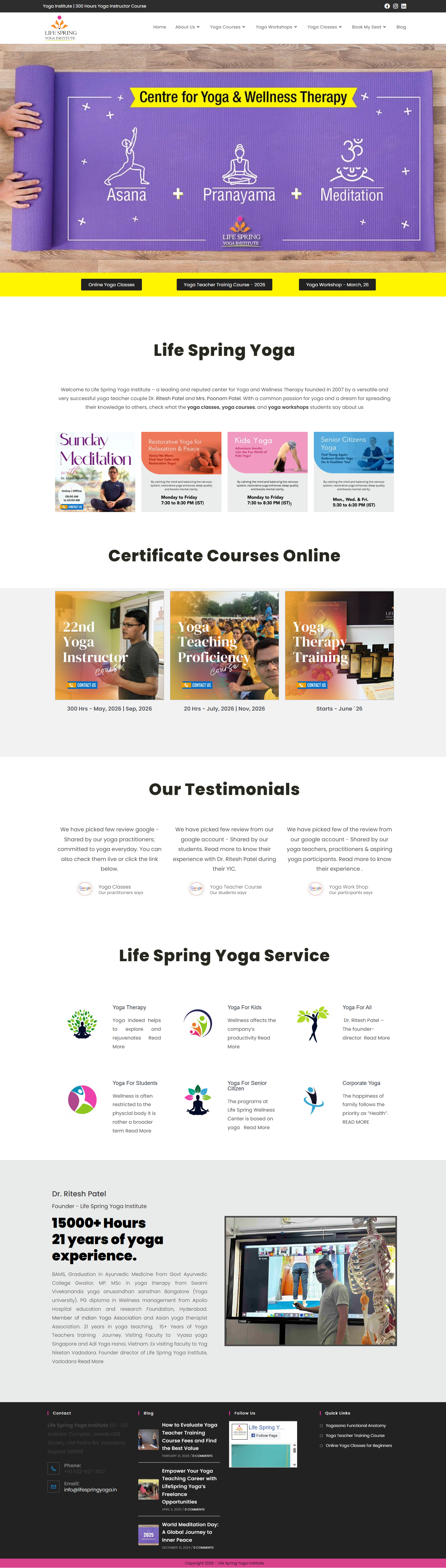 Lifespring Yoga website design